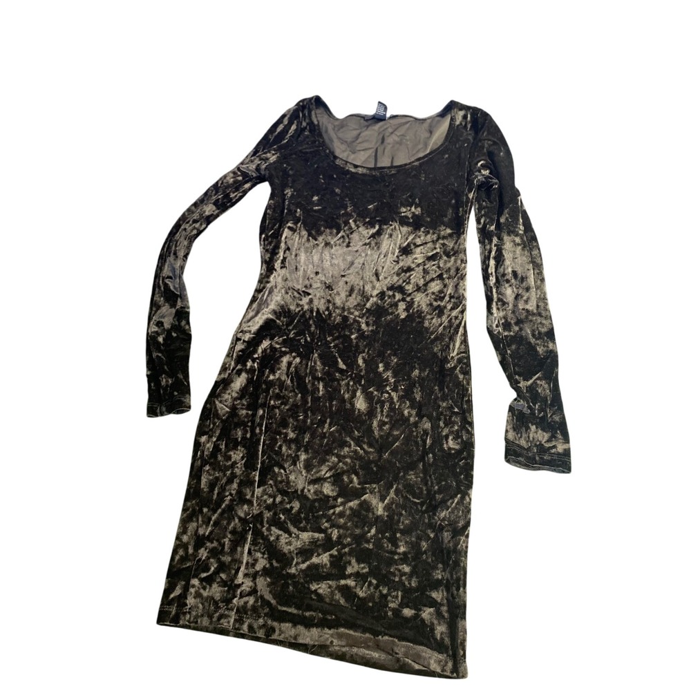 Forever 21 Black Crushed Velvet Long Sleeve Mini Dress Women's XS